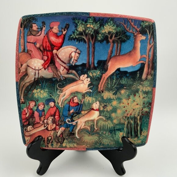 Custom Listing ICC Caccia Renaissance Scene Square Plate - Picture 2 of 6